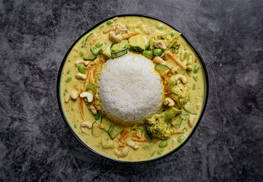 Rezept für Veganes Gelbes Gemüse Curry mit Basmati Reis
