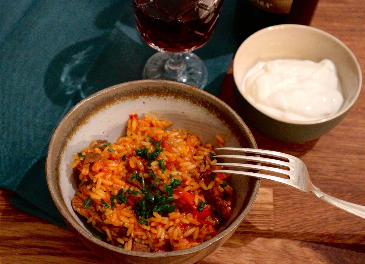Rezept für Pikanter Basmati Reis aus dem Ofen mit Rind
