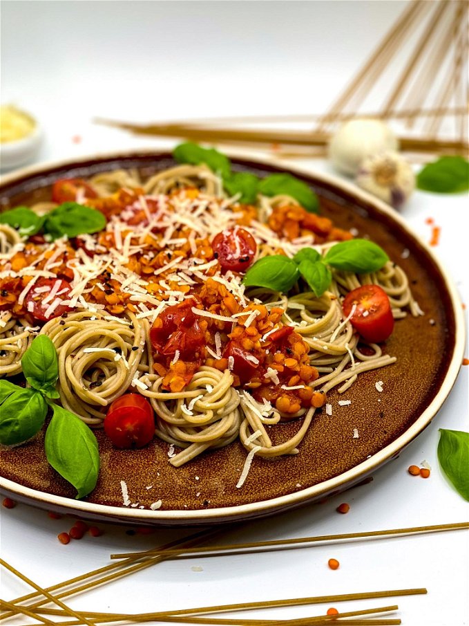 Rezept für Spaghetti mit Linsen-Bolognese